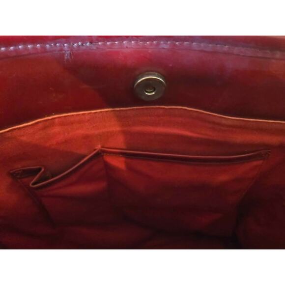 Talbots Large Burgundy Patent Leather Tote Bag - Picture 4 of 6